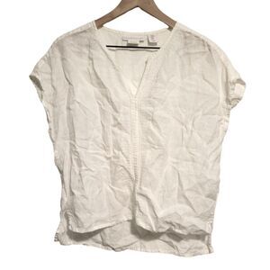 House of Harlow 1960 100% Linen Cream Embroidered Blouse Size Medium